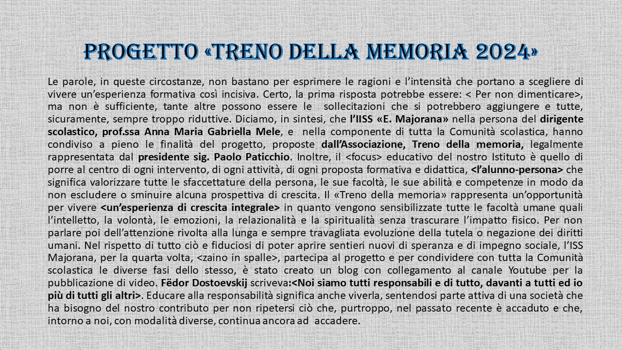 Presentazione progetto Treno della memoria